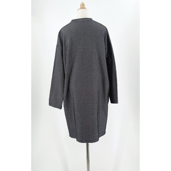 6397 Women Oversized Houndstooth Mini Shirt Dress XS Modern Lagenlook Minimalist - Picture 4 of 7